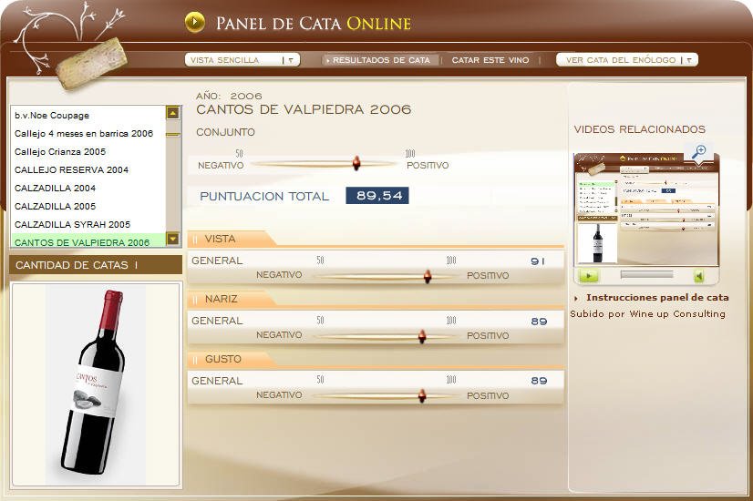 cantos de valpiedra PC imagen de la cata en el panel de cata online