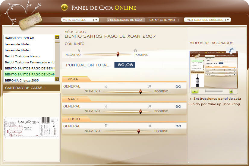 imagen de la cata en el panel de catas online de www.ecatas.com